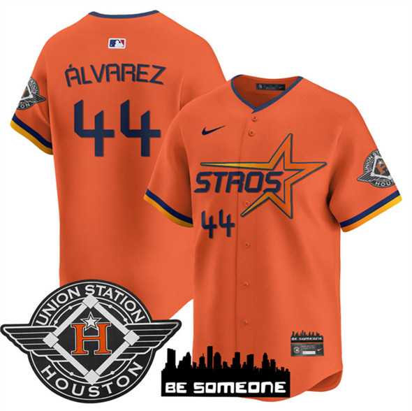 Mens Houston Astros #44 Yordan Alvarez Orange 2025 City Connect Limited Stitched Jersey Dzhi->houston astros->MLB Jersey